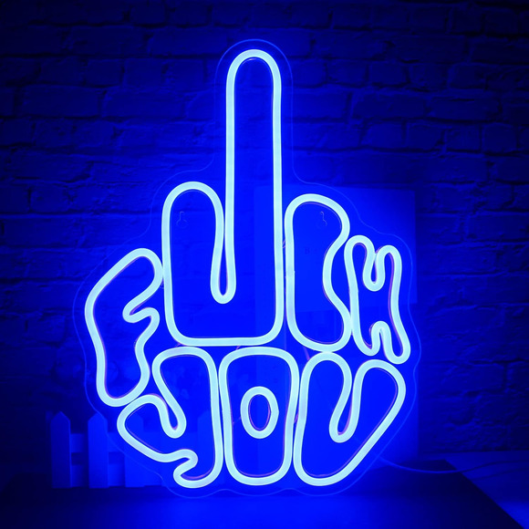 Letters Gesture Neon Signs for Wall Blue LED Neon Lights USB Neon Wall Light Neo - Picture 1 of 7